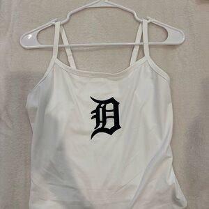 Detroit Tigers White Spaghetti Strap Top